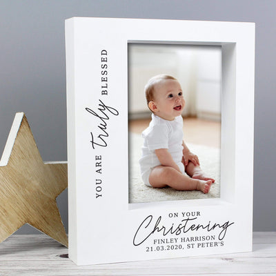 Personalised Memento Photo Frames, Albums and Guestbooks Personalised 'Truly Blessed' Christening 5x7 Box Photo Frame